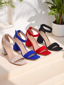 Buty Na Wielkie Wyjście|Sandały Na Słupku^Royalfashion Damskie sandały eko zamszowe Ardeni czerwony