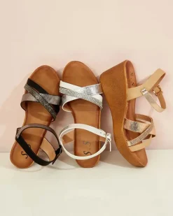 Sandały Na Koturnie^Royalfashion Damskie sandały z cyrkoniami Bozi różowy