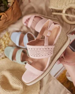 Sandały Na Koturnie^Royalfashion Damskie sandały na koturnie Owil różowy