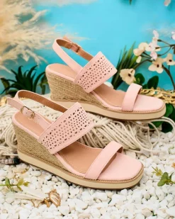 Sandały Na Koturnie^Royalfashion Damskie sandały na koturnie Owil różowy