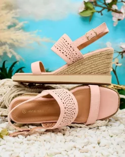 Sandały Na Koturnie^Royalfashion Damskie sandały na koturnie Owil różowy