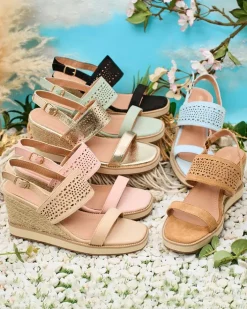 Sandały Na Koturnie^Royalfashion Damskie sandały na koturnie Owil różowy