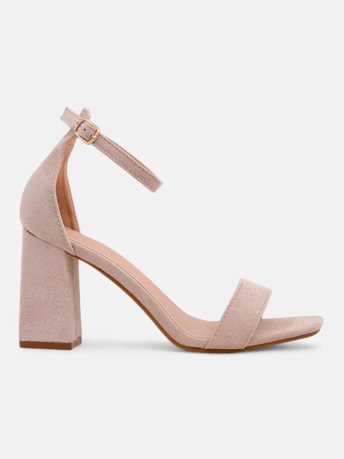 Buty Na Wielkie Wyjście|Sandały Na Słupku^Royalfashion Damskie sandały eko zamszowe Qwadrat beżowy