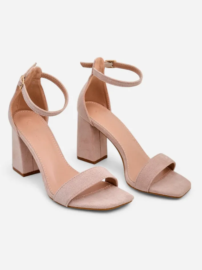 Buty Na Wielkie Wyjście|Sandały Na Słupku^Royalfashion Damskie sandały eko zamszowe Qwadrat beżowy