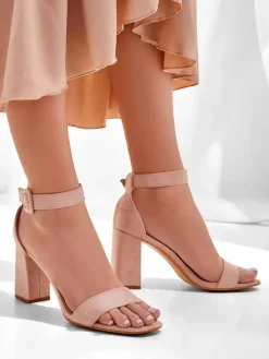 Buty Na Wielkie Wyjście|Sandały Na Słupku^Royalfashion Damskie sandały eko zamszowe Ardeni beżowy