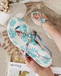 Sandały Płaskie^Royalfashion Damskie sandałki typu japonki Lollisa zielony