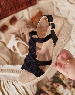 Sandały Na Koturnie^Royalfashion Damskie sandały na koturnie Ovia czarny