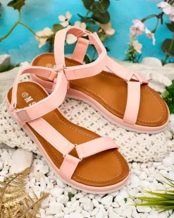 Sandały Na Koturnie^Royalfashion Damskie sandały na ozdobnej podeszwie Lovin różowy