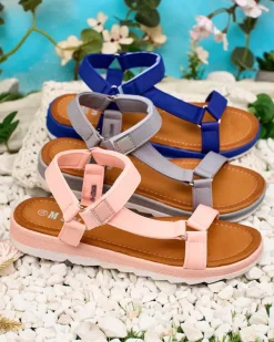 Sandały Na Koturnie^Royalfashion Damskie sandały na ozdobnej podeszwie Lovin różowy