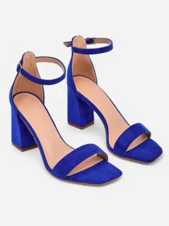 Buty Na Wielkie Wyjście|Sandały Na Słupku^Royalfashion Damskie sandały eko zamszowe Qwadrat Jasnoniebieski