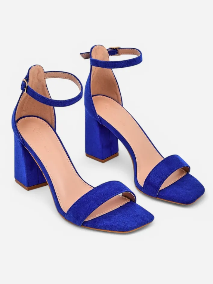 Buty Na Wielkie Wyjście|Sandały Na Słupku^Royalfashion Damskie sandały eko zamszowe Qwadrat Jasnoniebieski