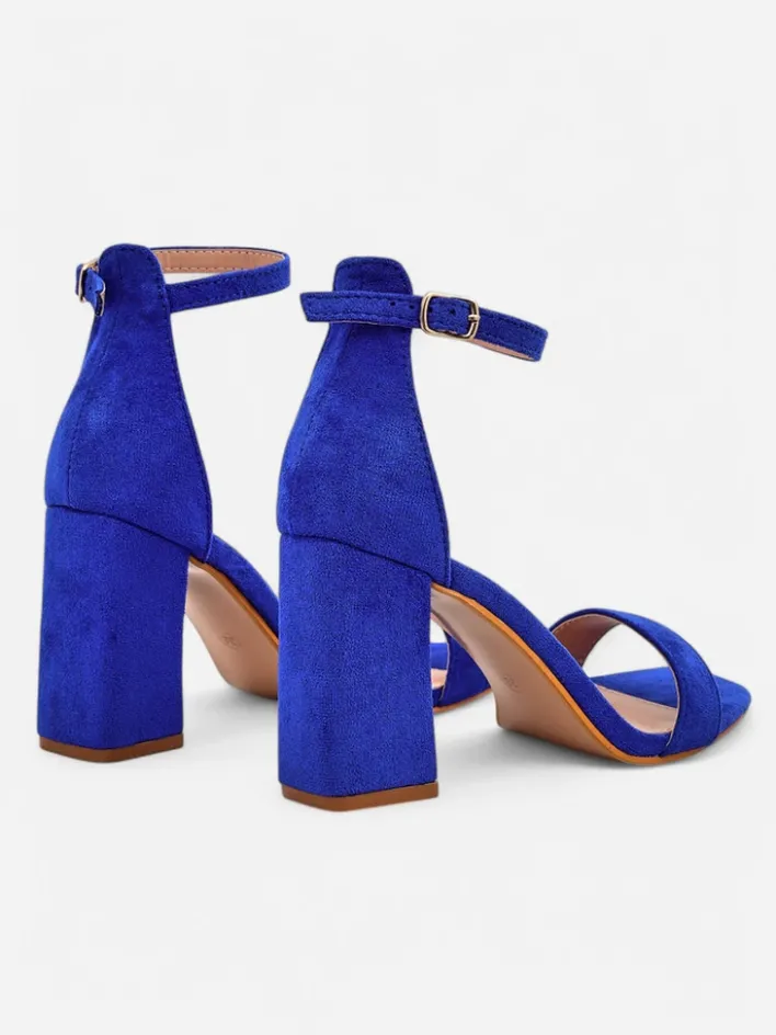 Buty Na Wielkie Wyjście|Sandały Na Słupku^Royalfashion Damskie sandały eko zamszowe Qwadrat Jasnoniebieski