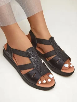 Sandały Na Koturnie^Royalfashion Damskie sandały na niskim koturnie Sora czarny