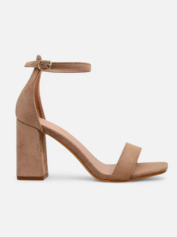 Buty Na Wielkie Wyjście|Sandały Na Słupku^Royalfashion Damskie sandały eko zamszowe Qwadrat jasny brązowy