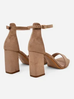 Buty Na Wielkie Wyjście|Sandały Na Słupku^Royalfashion Damskie sandały eko zamszowe Qwadrat jasny brązowy