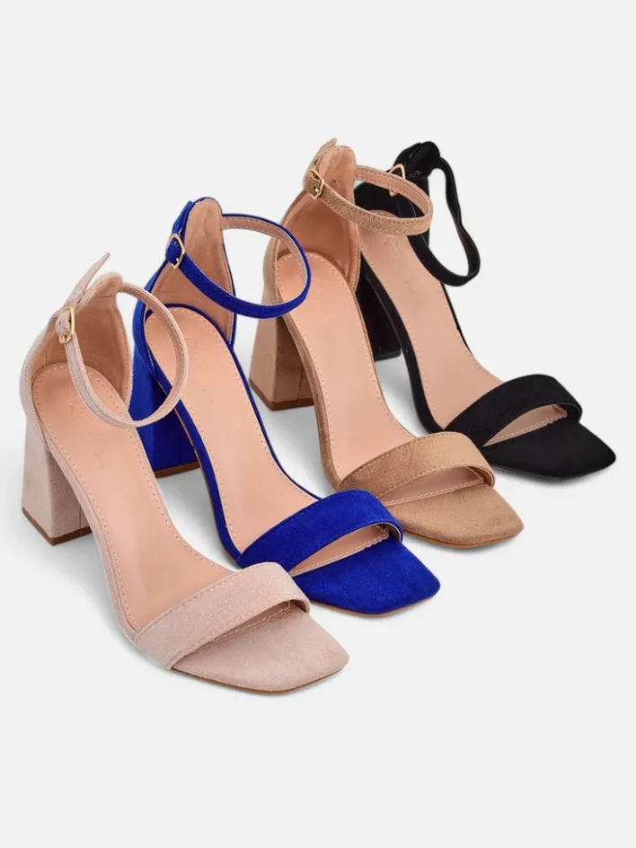 Buty Na Wielkie Wyjście|Sandały Na Słupku^Royalfashion Damskie sandały eko zamszowe Qwadrat jasny brązowy