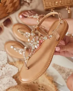 Sandały Płaskie^Royalfashion Damskie sandałki typu japonki Ariona różowy