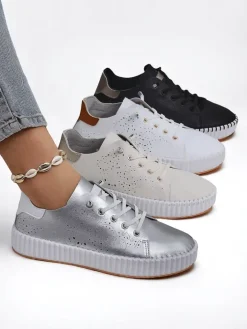 Sneakersy|Sportowe^Royalfashion Damskie sneakersy ażurowe Luna Lace biały