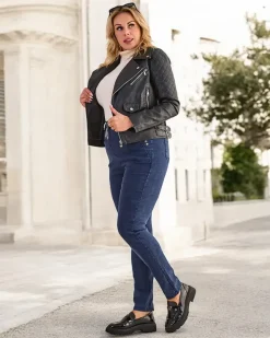 Spodnie Materiałowe|Legginsy / Tregginsy^Royalfashion Damskie spodnie typu tregginsy PLUS SIZE Granatowy