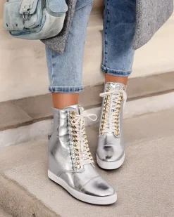 Botki Bez Ocieplenia|Botki Na Koturnie^Royalfashion Damskie sportowe botki na koturnie Stinsa