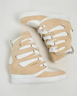 Botki Bez Ocieplenia|Botki Na Koturnie^Royalfashion Damskie sportowe botki na koturnie Pamstinsa beżowy