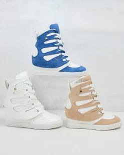 Botki Bez Ocieplenia|Botki Na Koturnie^Royalfashion Damskie sportowe botki na koturnie Pamstinsa beżowy