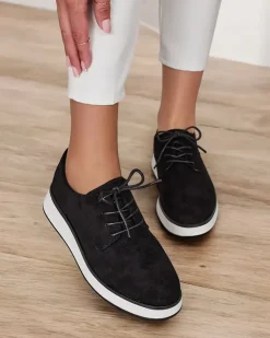 Półbuty^Royalfashion Damskie sznurowane półbuty Gori czarny