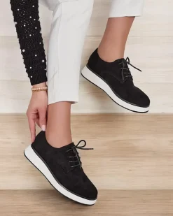 Półbuty^Royalfashion Damskie sznurowane półbuty Gori czarny