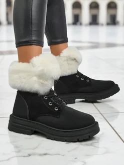 Trapery|Botki Sznurowane^Royalfashion Damskie trapery z futerkiem Nasaha