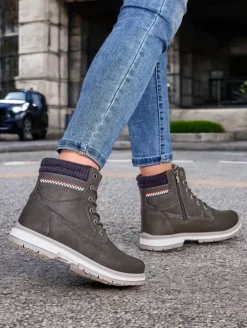 Trapery|Botki Sznurowane^Royalfashion Damskie trapery Miszuz gołębi szary