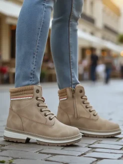 Trapery|Botki Sznurowane^Royalfashion Damskie trapery Miszuz jasny brązowy