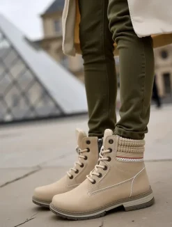 Trapery|Botki Sznurowane^Royalfashion Damskie trapery Miszuz beżowy