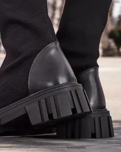 Kozaki Na Płaskim Obcasie|Kozaki Bez Ocieplenia^Royalfashion Damskie wsuwane kozaki Bizonu czarny