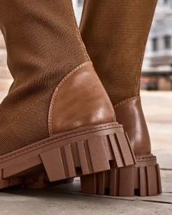 Kozaki Na Płaskim Obcasie|Kozaki Bez Ocieplenia^Royalfashion Damskie wsuwane kozaki Bizonu brązowy