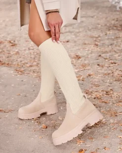 Kozaki Na Płaskim Obcasie|Kozaki Bez Ocieplenia^Royalfashion Damskie wsuwane kozaki do kolana Umigg