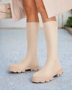 Kozaki Na Płaskim Obcasie|Kozaki Bez Ocieplenia^Royalfashion Damskie wsuwane kozaki Filo