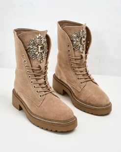 Workery|Botki Z Delikatnym Ociepleniem^Royalfashion Damskie wysokie botki typu workery Sinno brązowy