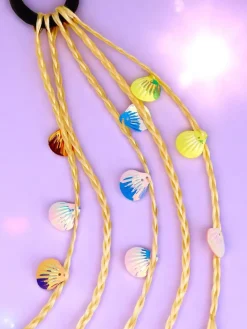 Akcesoria Do Włosów^Royalfashion Doczepiane warkoczyki na gumce z muszelkami żółty