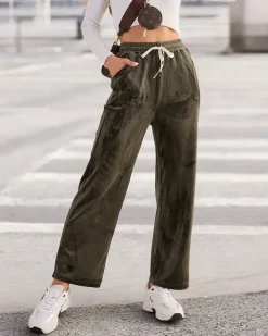 Spodnie Dresowe^Royalfashion Dresy damskie a'la welurowe Bordowy