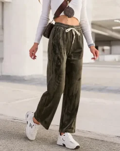 Spodnie Dresowe^Royalfashion Dresy damskie a'la welurowe Bordowy