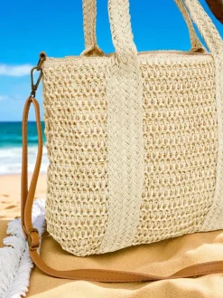 Wiklinowe I Słomiane^Royalfashion Duża słomiana torebka damska Bella Paglia beżowy