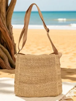 Wiklinowe I Słomiane^Royalfashion Duża słomiana torebka damska Nysa Ariadne Camel