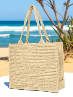 Wiklinowe I Słomiane^Royalfashion Duża słomiana torebka damska Ariadne Raffia krem