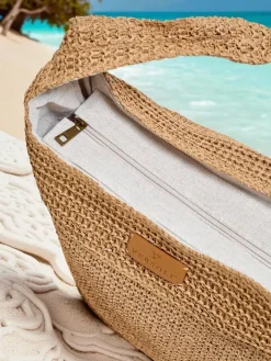 Wiklinowe I Słomiane^Royalfashion Duża słomiana torebka damska Marella Natura Camel