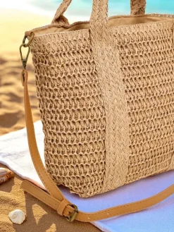 Wiklinowe I Słomiane^Royalfashion Duża słomiana torebka damska Bella Paglia Camel
