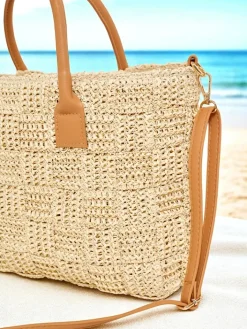 Wiklinowe I Słomiane^Royalfashion Duża słomiana torebka damska Aureliana Savio beżowy