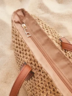 Wiklinowe I Słomiane^Royalfashion Duża słomiana torebka damska letnia jasny brązowy