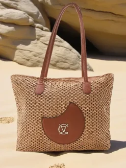 Wiklinowe I Słomiane^Royalfashion Duża słomiana torebka damska letnia jasny brązowy