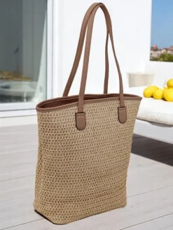 Wiklinowe I Słomiane^Royalfashion Duża słomiana torebka damska Solea Bag beżowy