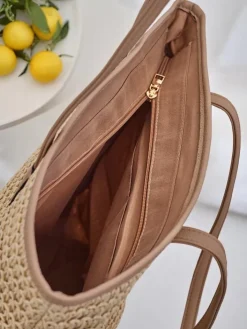 Wiklinowe I Słomiane^Royalfashion Duża słomiana torebka damska Solea Bag beżowy